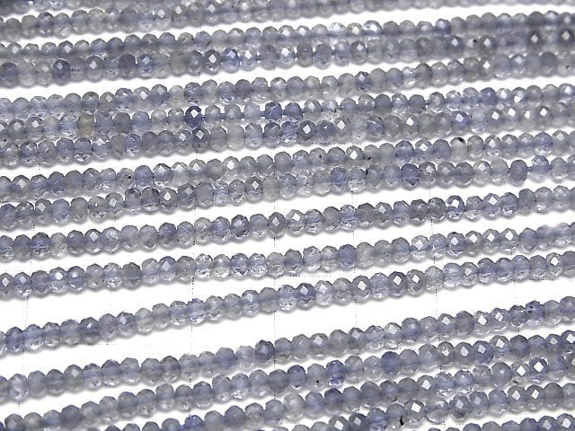 [Video]High Quality! Iolite AAA- Faceted Button Rondelle 3x3x2mm [Light color] 1strand (aprx.12inch/30cm)