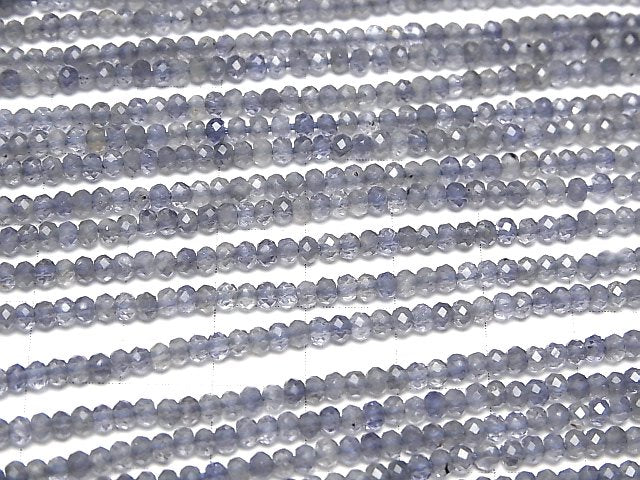 [Video]High Quality! Iolite AAA- Faceted Button Roundel 3x3x2mm [Light color] 1strand (aprx.12inch/30cm)