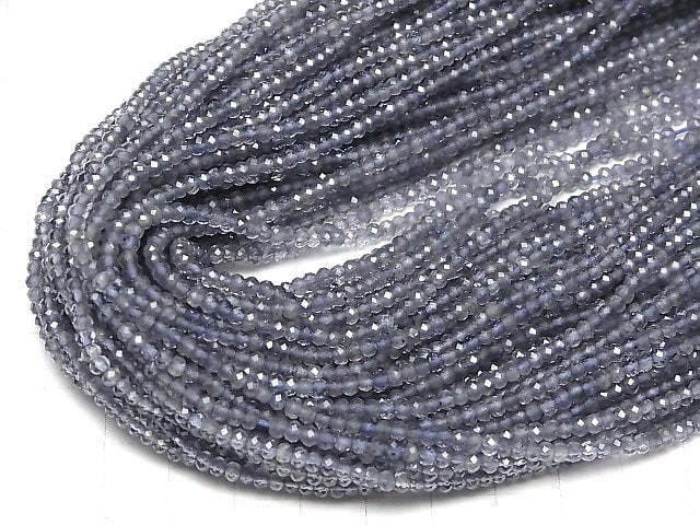 [Video]High Quality! Iolite AAA- Faceted Button Rondelle 3x3x2mm [Light color] 1strand (aprx.12inch/30cm)