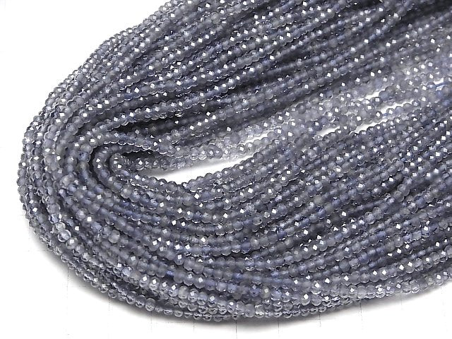 [Video]High Quality! Iolite AAA- Faceted Button Roundel 3x3x2mm [Light color] 1strand (aprx.12inch/30cm)