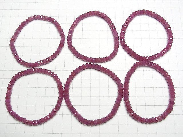 [Video] Myanmar Ruby AA++ Faceted Button Roundel 6x6x3mm Bracelet