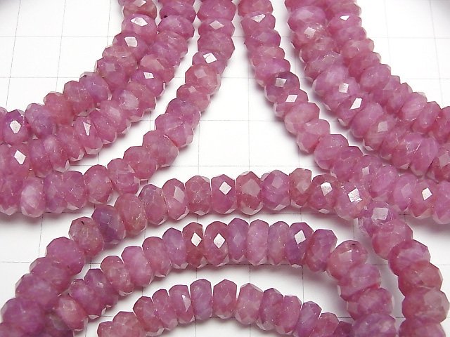 [Video] Myanmar Ruby AA++ Faceted Button Roundel 8x8x3mm Bracelet