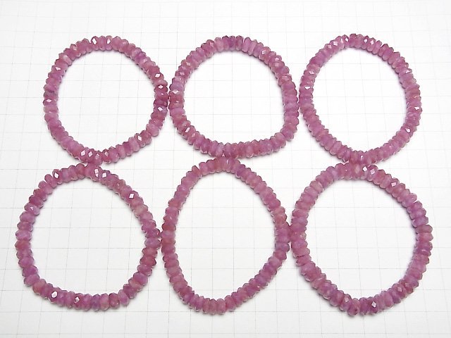 [Video] Myanmar Ruby AA++ Faceted Button Roundel 8x8x3mm Bracelet