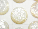 [Video] High Quality White Shell Carved Round Cabochon 14x14mm 1pc
