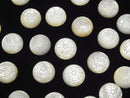 [Video] High Quality White Shell Carved Round Cabochon 14x14mm 1pc