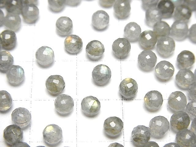 [Video] High Quality Labradorite AAA Half Drilled Hole Faceted Round 4mm 10pcs