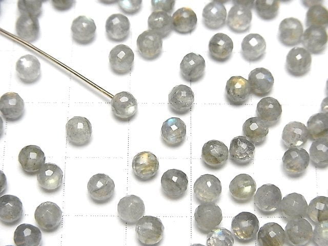 [Video] High Quality Labradorite AAA Half Drilled Hole Faceted Round 4mm 10pcs