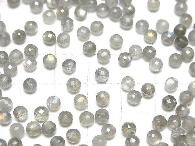 [Video] High Quality Labradorite AAA Half Drilled Hole Faceted Round 4mm 10pcs