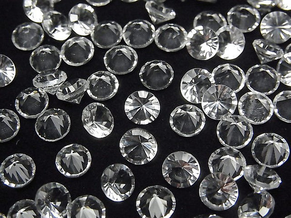 Concave Cut, Crystal Quartz, Round, Undrilled (No Hole) Gemstone Beads