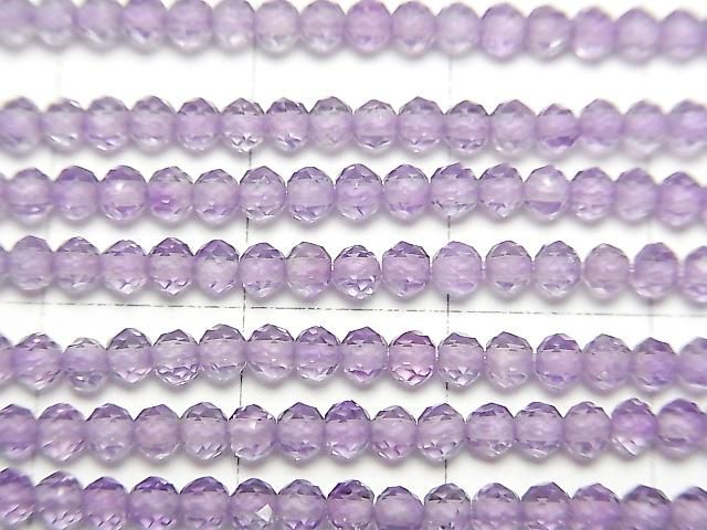 高品質紫水晶AAA半刻面圓形3毫米1串珠子 (約13英吋/32厘米)高品質！