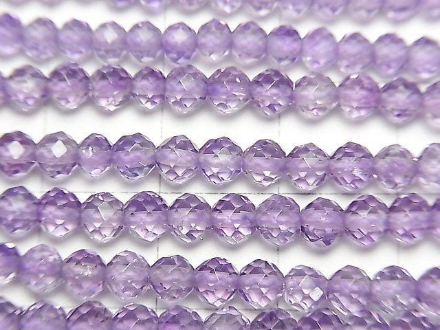 [Video]High Quality! PinkAmethyst AAA Semi Faceted Round 4mm 1strand (aprx.13inch/32cm)
