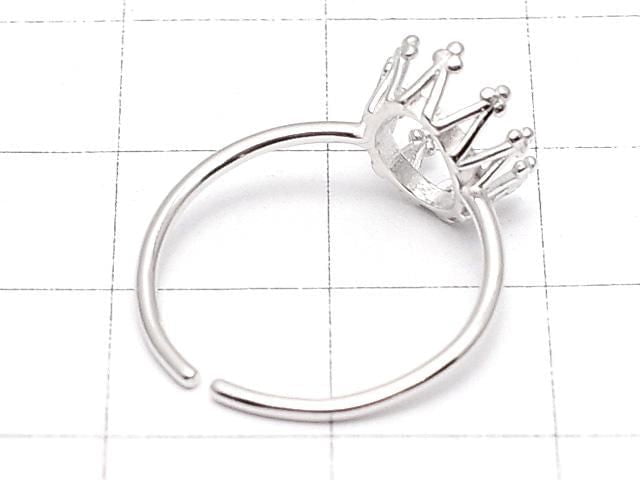 [Video] Silver925 Crown Ring Frame (Prong Setting) Oval 8x6mm Rhodium Plated Free Size 1pc