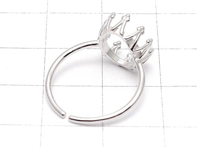 [Video] Silver925 Crown Ring Frame (Prong Setting) Oval 10x8mm Rhodium Plated One Size Fits All 1pc