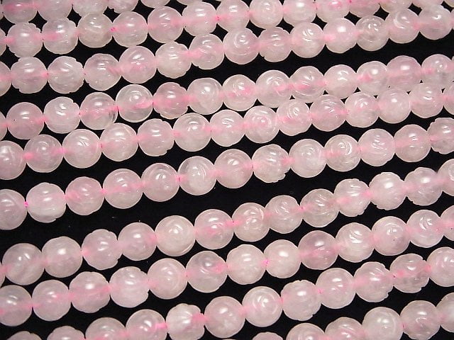 [Video] Rose Quartz AA++ Round Rose Cut 8mm half or 1strand (aprx.15inch/38cm)