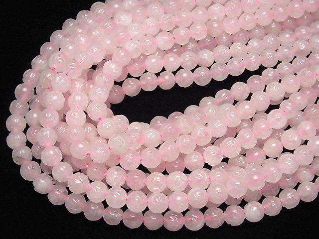 [Video] Rose Quartz AA++ Round Rose Cut 8mm half or 1strand (aprx.15inch/38cm)