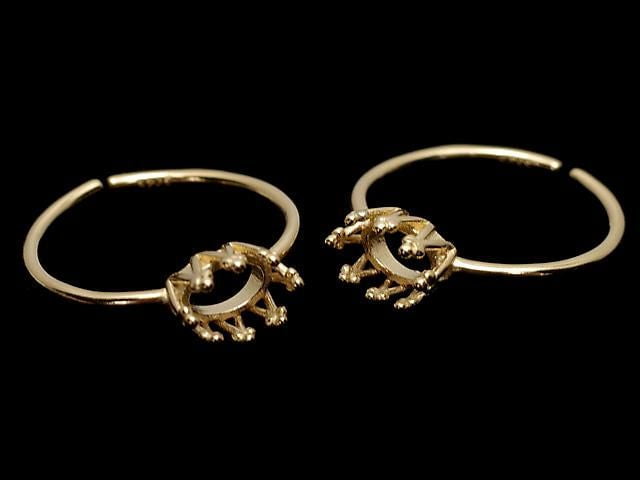 [Video] Silver925 Crown Ring Frame (Prong Setting) Horizontal Oval 6x4mm 18KGP Free Size 1pc