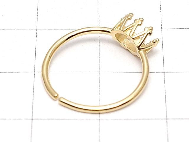 [Video] Silver925 Crown Ring Frame (Prong Setting) Horizontal Oval 6x4mm 18KGP Free Size 1pc