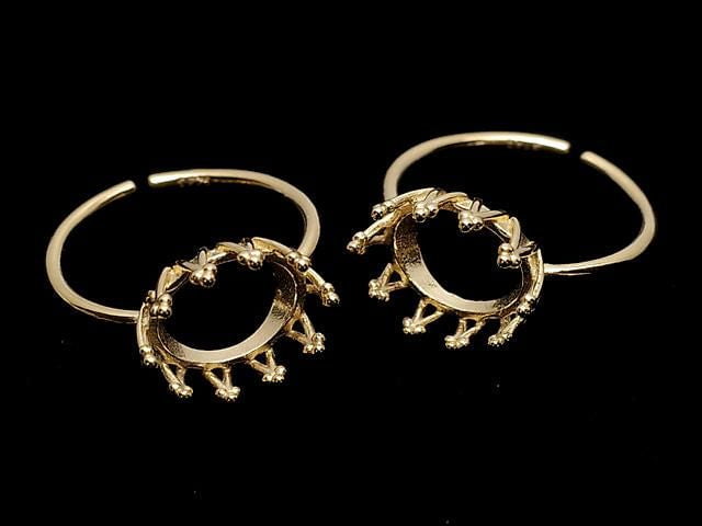 [Video] Silver925 Crown Ring Frame (Prong Setting) Horizontal Oval 10x8mm 18KGP Free Size 1pc