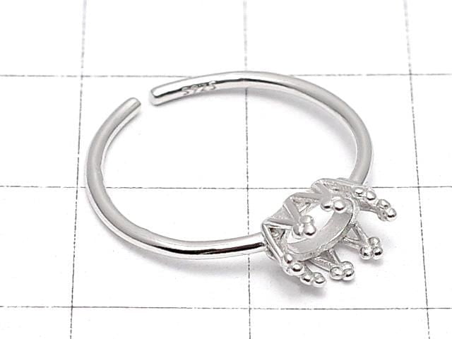 [Video] Silver925 Crown Ring Frame (Prong Setting) Horizontal Oval 6x4mm Rhodium Plated One Size Fits All 1pc