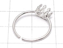 [Video]Silver925 Crown Ring Frame (Prong Setting) Horizontal Oval 6x4mm Rhodium Plated Free Size 1pc