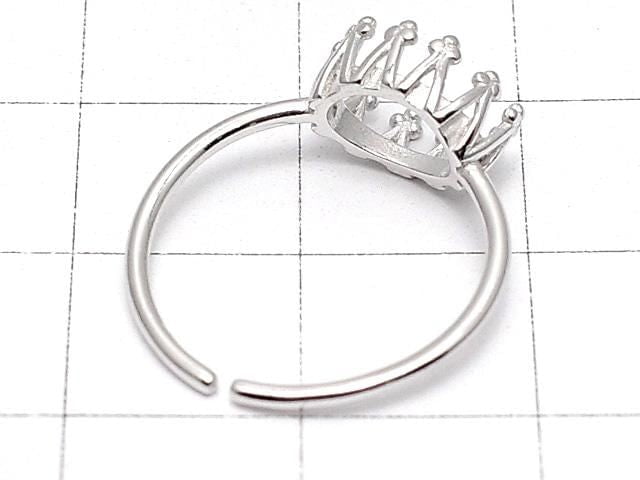 [Video] Silver925 Crown Ring Frame (Prong Setting) Horizontal Oval 8x6mm Rhodium Plated One Size Fits All 1pc