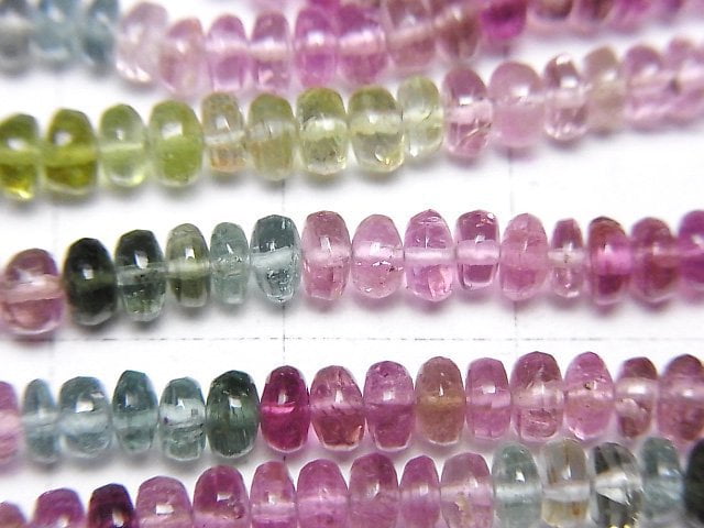 [Video]High Quality Multicolor Tourmaline AAA- Roundel half or 1strand beads (aprx.15inch/36cm)