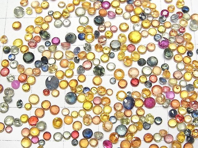 [Video]High Quality Multi-colorSapphire AAA- Loose stone Round Faceted Size mix 10pcs