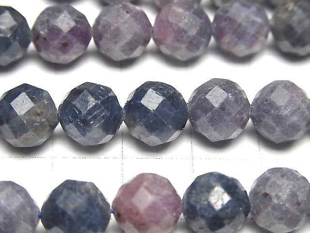 [Video]High Quality! Ruby E•Sapphire AA+ Faceted Round 8mm 1strand (aprx.15inch/37cm)