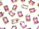 [Video]High Quality Pink Topaz AAA Bezel Setting Rectangle Faceted 8x6mm 18KGP 1pc
