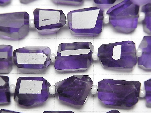 [Video]High Quality Amethyst AA++ Faceted Nugget [Medium color] 1strand (aprx.13inch/32cm)