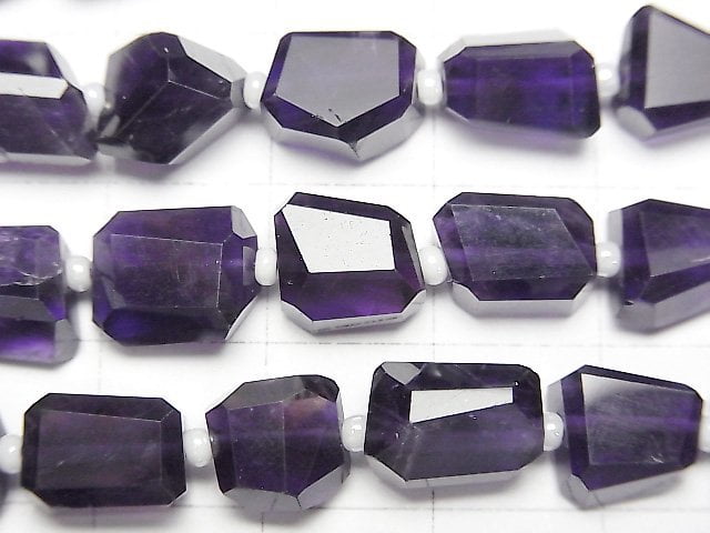 [Video]High Quality Amethyst AA++ Faceted Nugget [Dark color] 1strand (aprx.14inch/34cm)