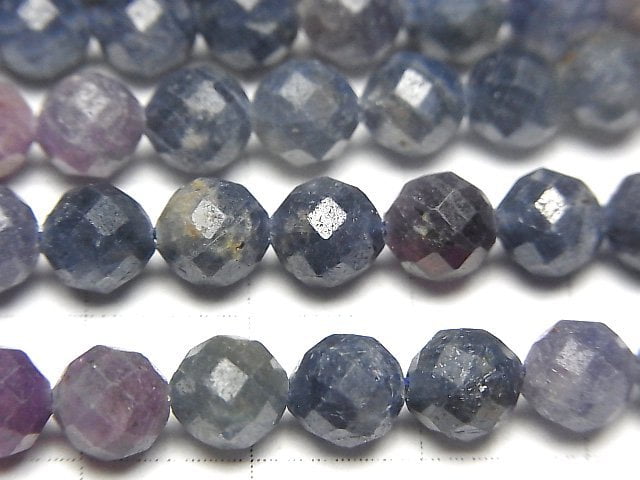 [Video]High Quality! Ruby E?Sapphire AA+ Faceted Round 6mm 1strand (aprx.15inch/37cm)
