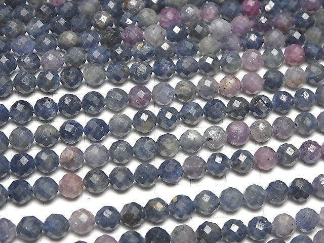 [Video]High Quality! Ruby E?Sapphire AA+ Faceted Round 6mm 1strand (aprx.15inch/37cm)
