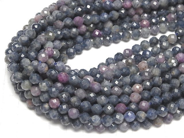 [Video]High Quality! Ruby E?Sapphire AA+ Faceted Round 6mm 1strand (aprx.15inch/37cm)