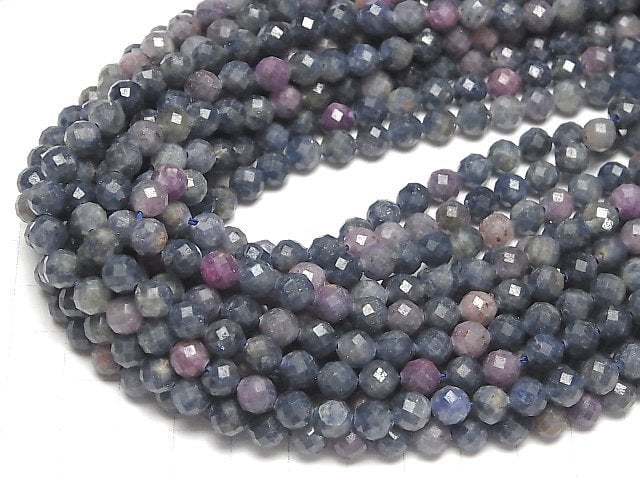 [Video]High Quality! Ruby E•Sapphire AA+ Faceted Round 6mm 1strand (aprx.15inch/37cm)