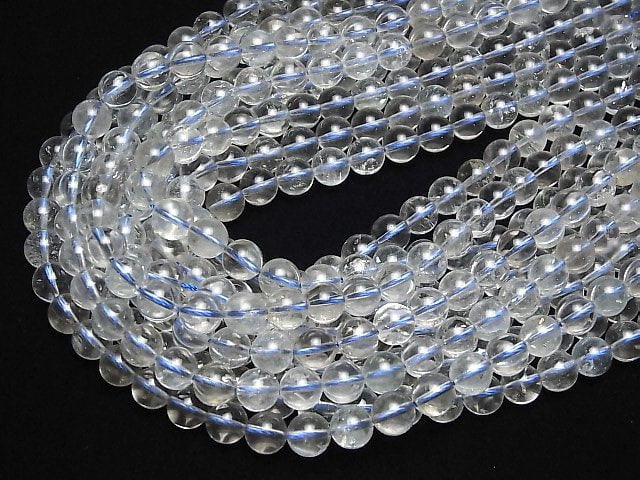 [Video] Natural White Topaz AA++ Round 8mm half or 1strand (aprx.15inch/36cm)