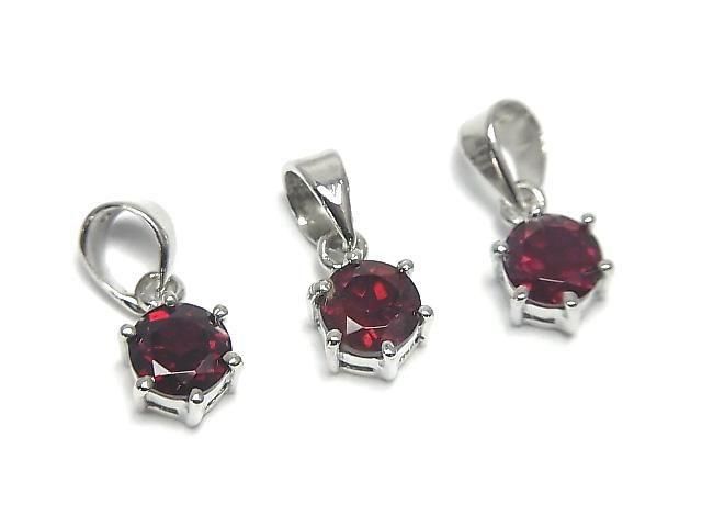 [Video]High Quality Rhodolite Garnet AAA Round Faceted 7x6mm Pendant Silver925
