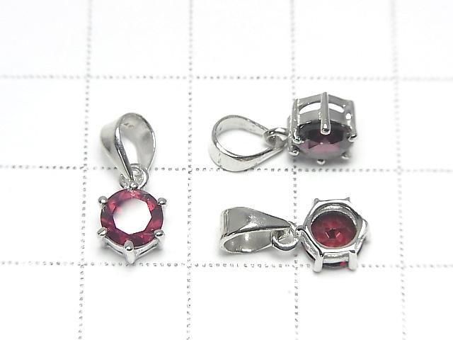 [Video]High Quality Rhodolite Garnet AAA Round Faceted 7x6mm Pendant Silver925