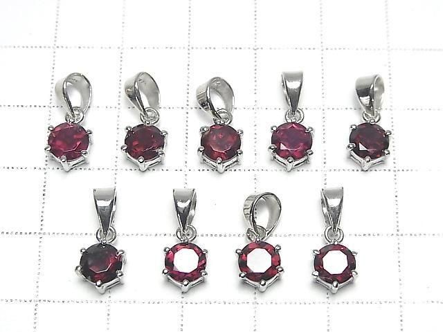 [Video]High Quality Rhodolite Garnet AAA Round Faceted 7x6mm Pendant Silver925