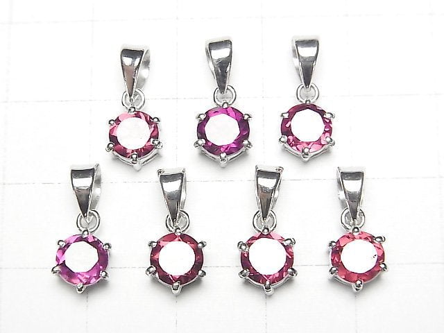 [Video]High Quality Rhodolite Garnet AAA Round Faceted 7x6x4mm Pendant Silver925