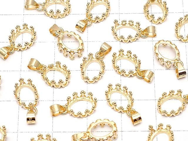 [Video] Silver925 Crown Pendant Frame Oval 8x6mm 18KGP 1pc