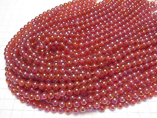 [Video] Flash Red Agate Round 6mm 1strand (aprx.14inch/35cm)