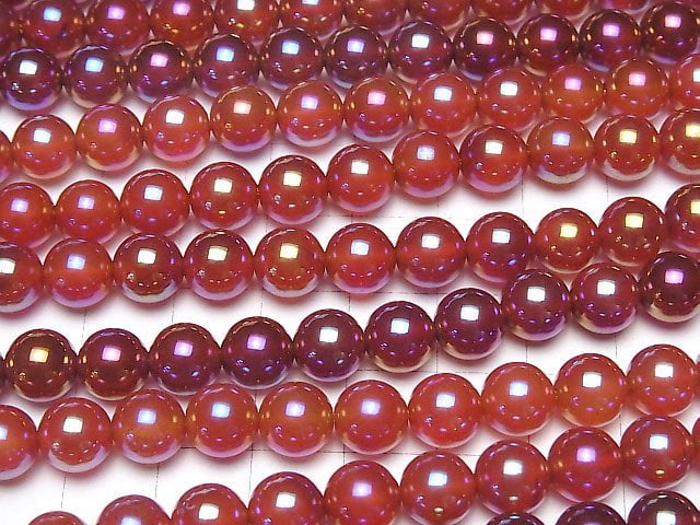 [Video] Flash Red Agate Round 8mm 1strand (aprx.15inch/36cm)