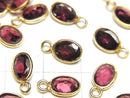 [Video]High Quality Rhodolite Garnet AAA Bezel Setting Oval Faceted 8x6mm 18KGP 2pcs
