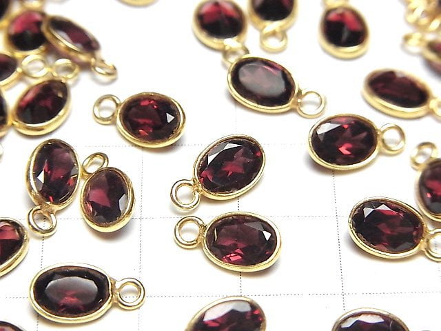 [Video]High Quality Rhodolite Garnet AAA Bezel Setting Oval Faceted 8x6mm 18KGP 2pcs