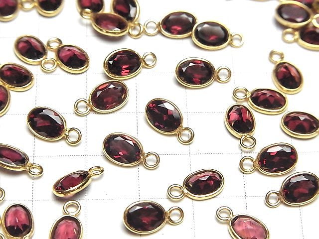 [Video]High Quality Rhodolite Garnet AAA Bezel Setting Oval Faceted 8x6mm 18KGP 2pcs