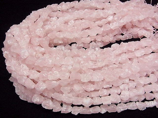 [Video]Rose Quartz Roughlock Nugget half or 1strand beads (aprx.15inch/38cm)