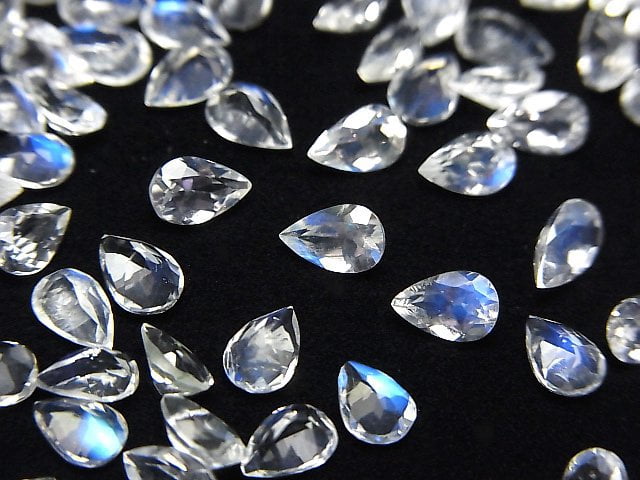 [Video]High Quality Rainbow Moonstone AAA Loose stone Pear shape Faceted 6x4mm 5pcs