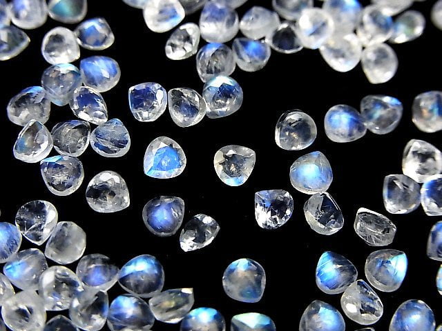 [Video]High Quality Rainbow Moonstone AAA Loose stone Chestnut Faceted 4x4mm 5pcs