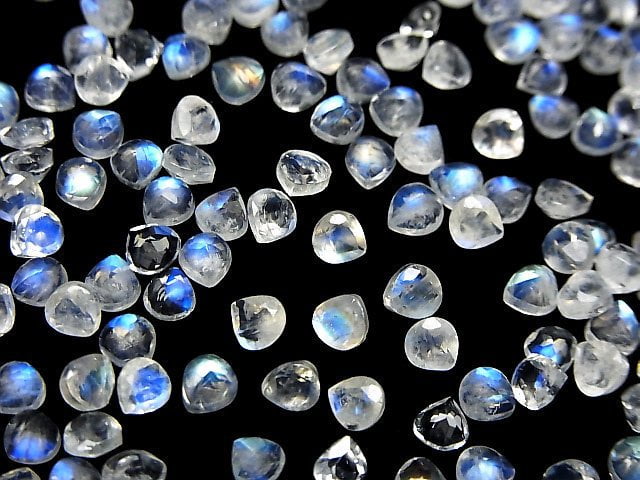 [Video]High Quality Rainbow Moonstone AAA Loose stone Chestnut Faceted 4x4mm 5pcs